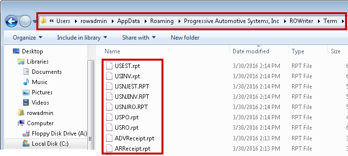 The electronic payment forms in the Term folder.